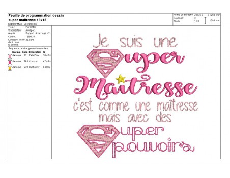 Motif de broderie super maîtresse