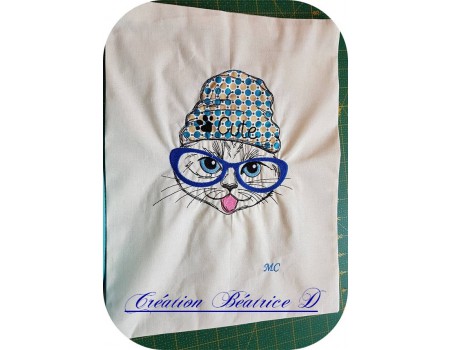 Motif de broderie machine chat cute appliqué