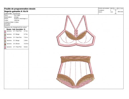 Motif de broderie machine  ensemble lingerie gainante appliqué