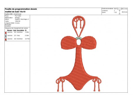 Motif de broderie machine maillot de bain 1 pièce