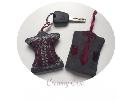 machine embroidery design  Bustier keychain ITH