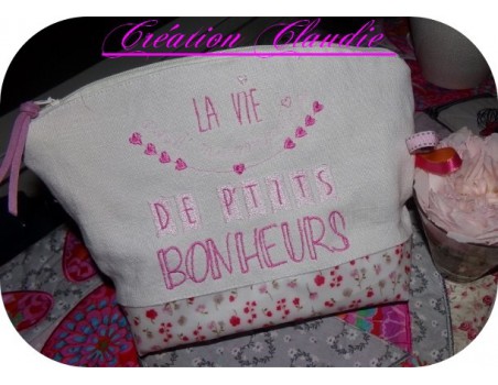 Motif de broderie machine texte humour petits bonheurs