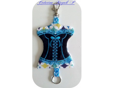 machine embroidery design  Bustier keychain ITH