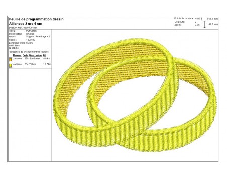 Motif de broderie machine  alliances 2 ors