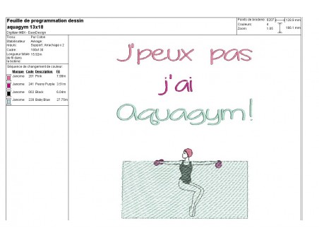 Motif de broderie machine aquagym