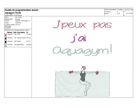 Motif de broderie machine aquagym