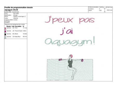 Motif de broderie machine aquagym