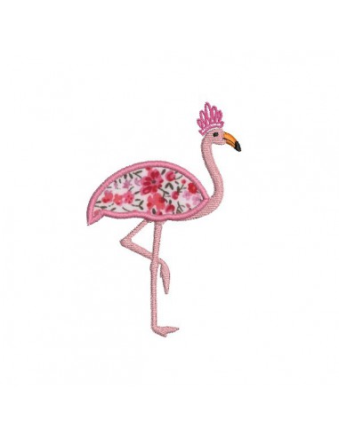 Motif de broderie machine flamant rose appliqué