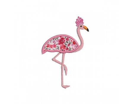 Motif de broderie machine flamant rose appliqué