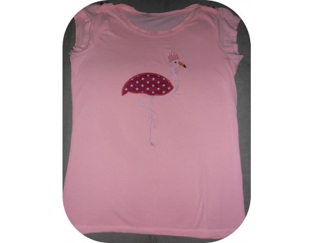 Motif de broderie machine flamant rose appliqué