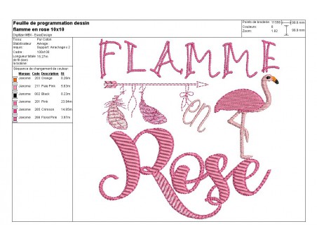 Instant download machine embroidery design applique flamingo