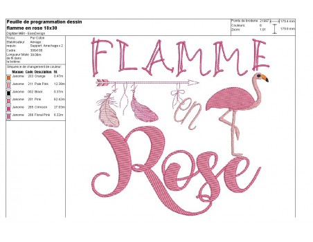 Instant download machine embroidery design applique flamingo