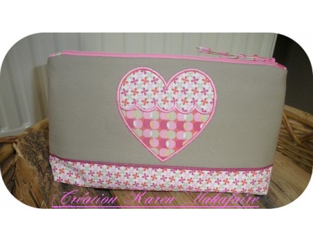 Motif de broderie machine coeur triple appliqués