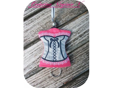 machine embroidery design  Bustier keychain ITH