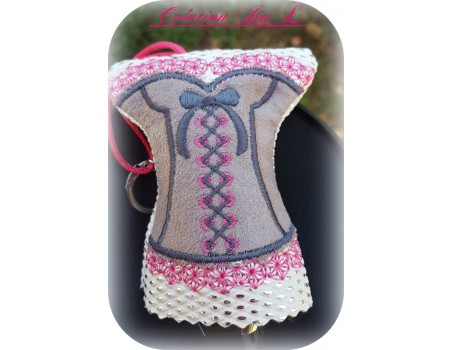 machine embroidery design  Bustier keychain ITH