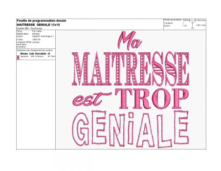 Motif de broderie maîtresse trop géniale