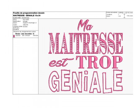 Motif de broderie maîtresse trop géniale