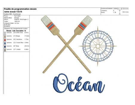 Motif de broderie  machine rames esprit océan