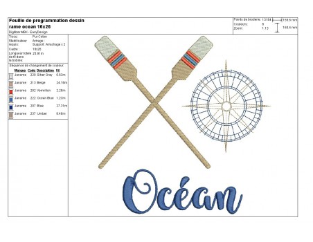 Motif de broderie  machine rames esprit océan