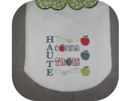 Motif de broderie machine  haute comme 3 pommes