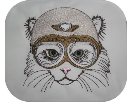 Motif de broderie machine chat biker