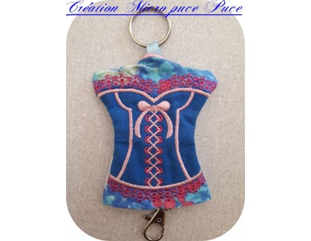 machine embroidery design  Bustier keychain ITH