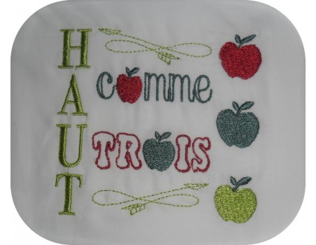 Motif de broderie machine  haut comme 3 pommes