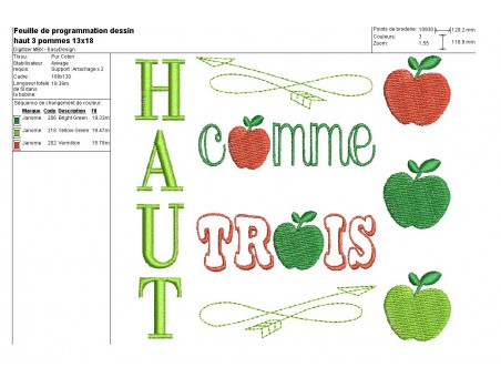 Instant download machine embroidery applique High as 3 apples