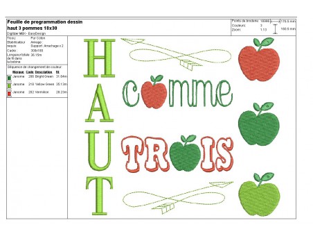 Instant download machine embroidery applique High as 3 apples