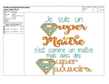 Embroidery design super teacher