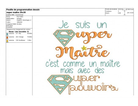 Embroidery design super teacher