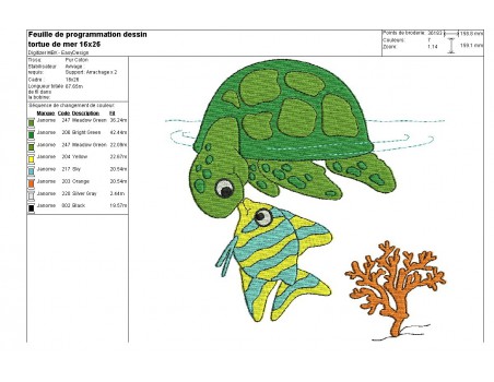 Motif de broderie machine tortue de mer