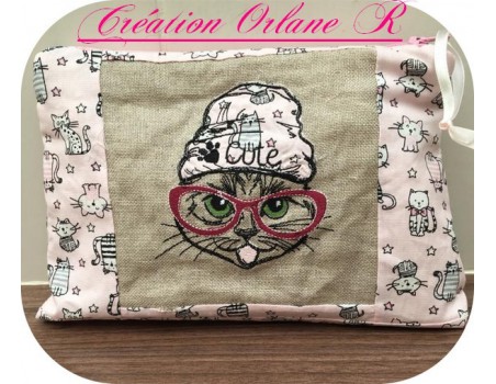 Motif de broderie machine chat cute appliqué