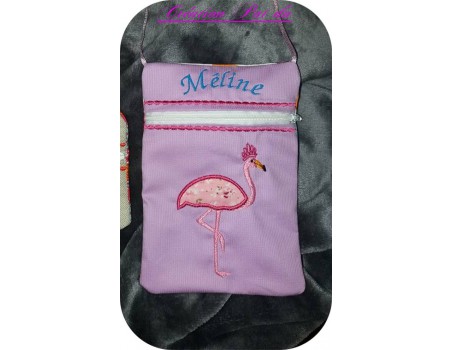 Motif de broderie machine flamant rose appliqué