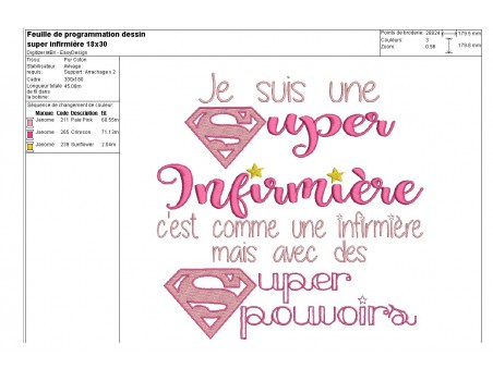 Motif de broderie super infirmière