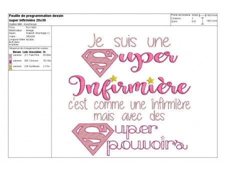 Motif de broderie super infirmière