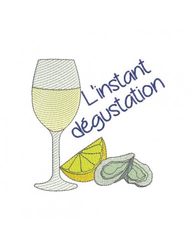 Instant download machine embroidery Mussel and white wine