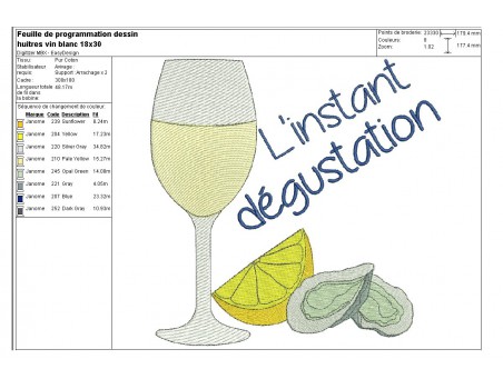 Instant download machine embroidery Mussel and white wine