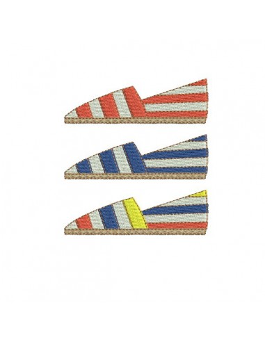 Motif de broderie machine espadrilles rayées