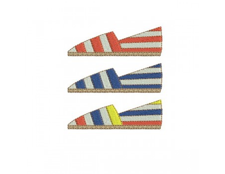 Motif de broderie machine espadrilles rayées