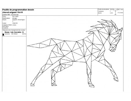 Motif de broderie machine cheval origami