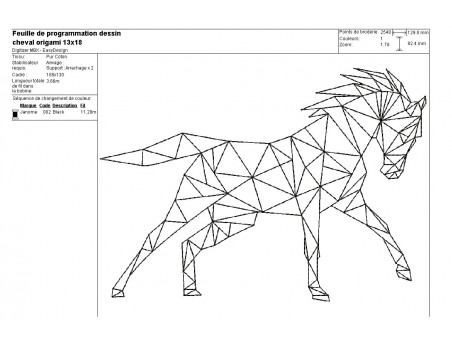 Motif de broderie machine cheval origami