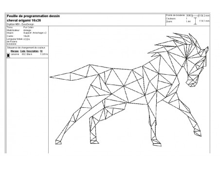 Motif de broderie machine cheval origami