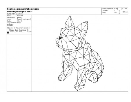 Motif de broderie machine bouledoque origami