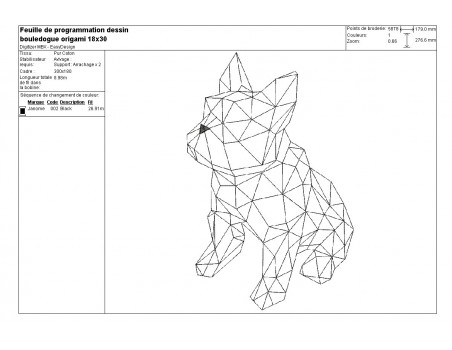 Motif de broderie machine bouledoque origami