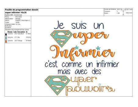 Motif de broderie super infirmier