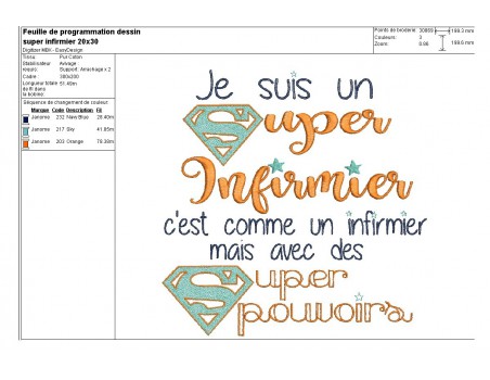 Motif de broderie super infirmier