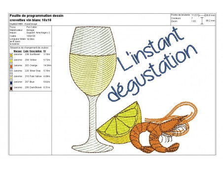 Instant download machine embroidery Oysters and white wine