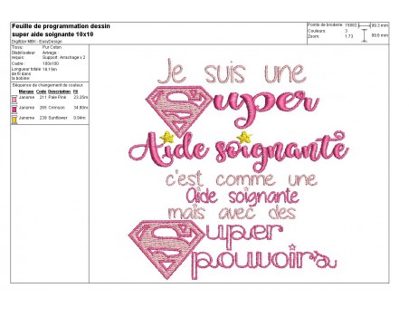 Motif de broderie super aide soignante