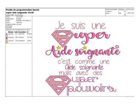 Motif de broderie super aide soignante